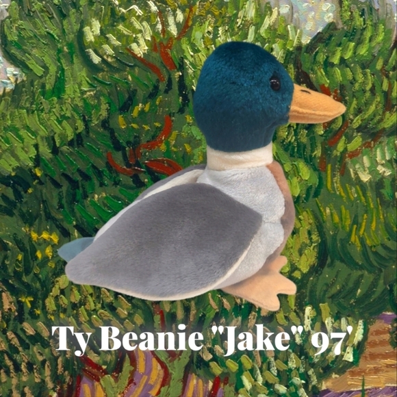 Retired Classic Beanie Babies "Jake" the Duck Mint Condition- Popular Must Have - Picture 1 of 9